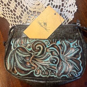 Patricia Nash Black and Turquoise Mini Bag